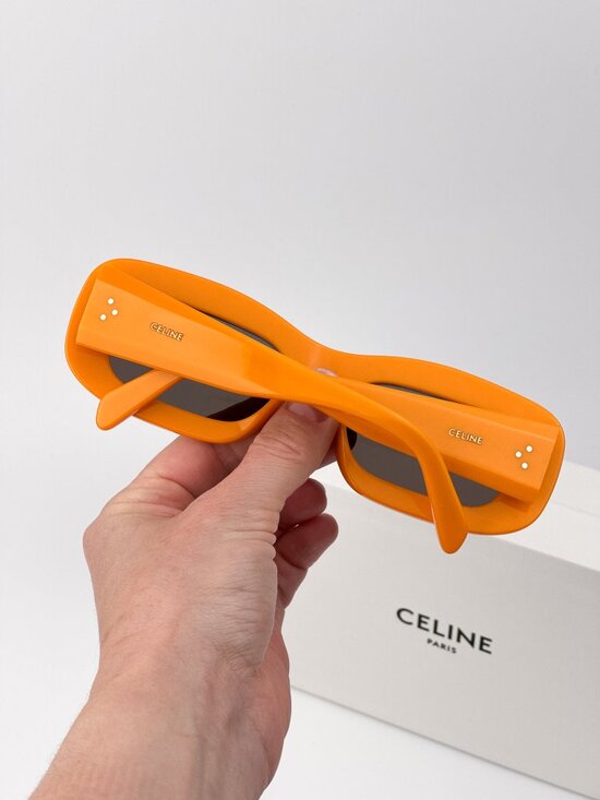 Celine CL40294I 42A “3 Dots” Rectangle Sunglasses – Glossy Orange / Grey main image 7